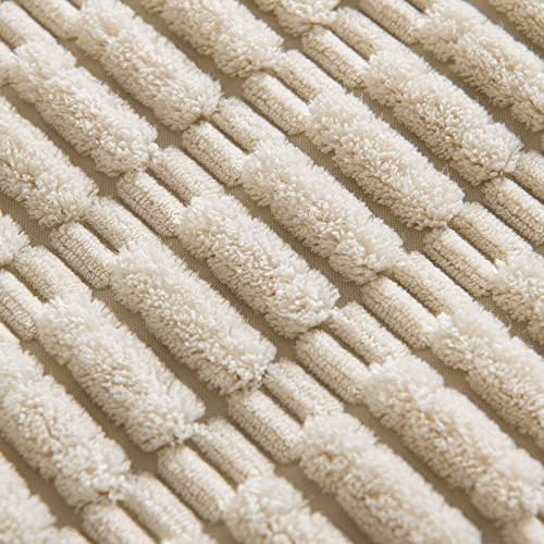MIULEE Lumbar Corduroy Throw Pillow Cover for Bed 14x36 Cream White