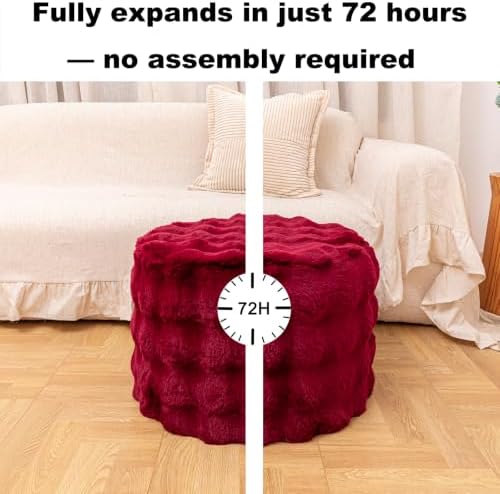 Asuprui Supportive Pouf Ottoman Foot Rest Elevate Your Living Room Decor with Lightweight Pouf Filler Modern Foam Stuffed Poof Perfect to Rest Your Feet (Redwine, 20x20x14 Inches, Round)