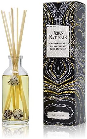 Urban Naturals Reed Diffuser Set, Frosted Pinecones - Bathroom Shelf Décor