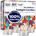 Tea Lights Candles 100 Pack, 4 Hour Palm Wax Tealights