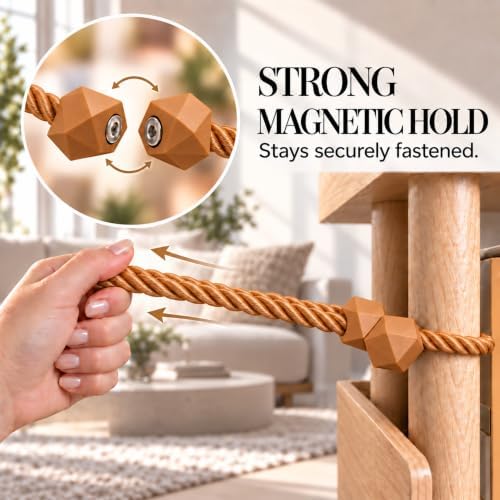 NazTur Magnetic Curtain Tiebacks, Curtain Ties, No-Drill Holdbacks (2 Pack)