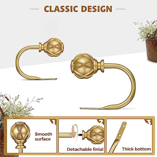 KAMANINA Decorative Curtain Drapery Holdbacks, Wall Mounted, 2 Pack Gold