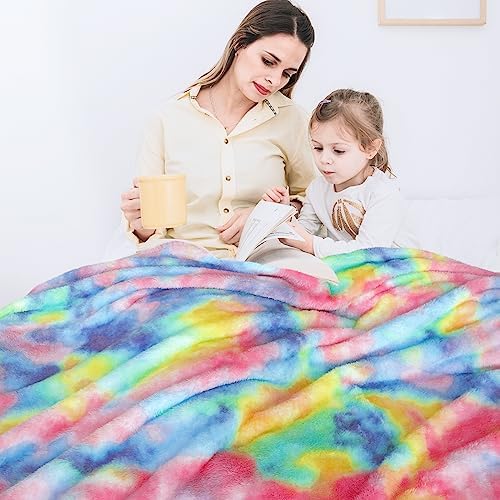 MUGD Rainbow Blanket for Girls, Small Colorful Blanket for Kids 40"x50"