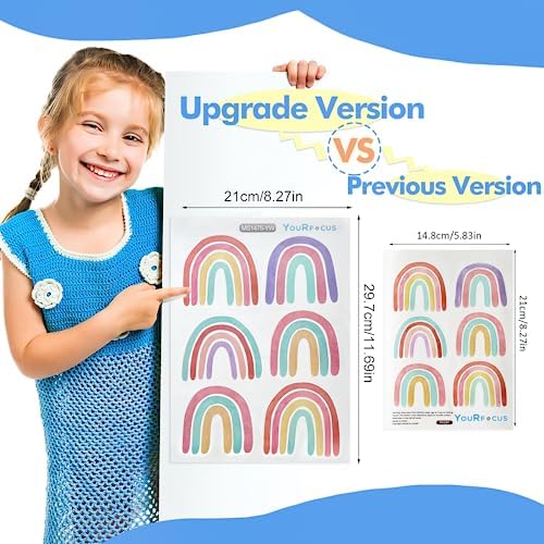 Pastel Rainbow Wall Decals for Playroom & Nursery, Peel and Stick