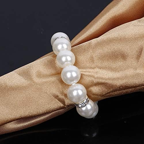 ZiDeTang 20Pcs Pearl Rhinestones Napkin Ring for Table Decoration Serviette Holder Party Decoration B