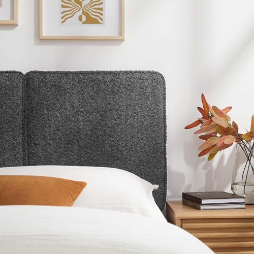Modway Lindee Twin Size Upholstered Headboard with Cream Boucle Fabric - Pillow Style Headboard for Kid's Room or College Dorm - Fabric Twin Headboard with Adjustable Mounting Positions