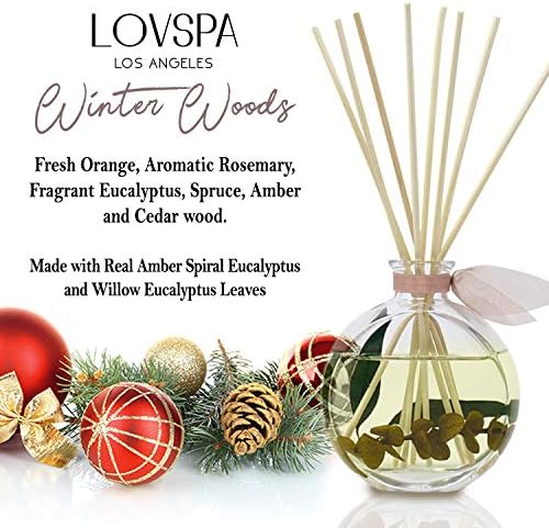 Reed Diffuser Set, Winter Woods Scented Oil Diffuser with Sticks, Home Fragrance Accessories for Bathroom Shelf Decor, Aroma Diffusers for Home or Office Desk, USA Made