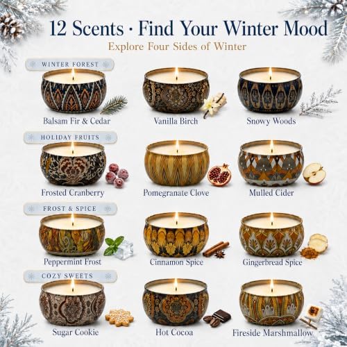 Scented Candles Gift Set, 12 Pack Winter Candles, Gifts for Women