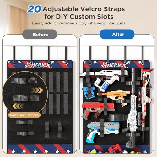 Mefirt Over Door Organizer for Nerf Guns, Hanging Toy Blasters Storage