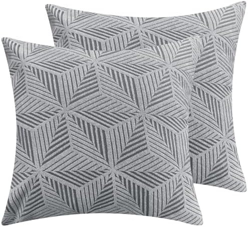 YEMYHOM Pack of 2 Throw Pillow Covers 18 x 18 Inch High Stretch Jacquard Pillowcase for Couch Sofa Living Room Home Decor, Light Gray