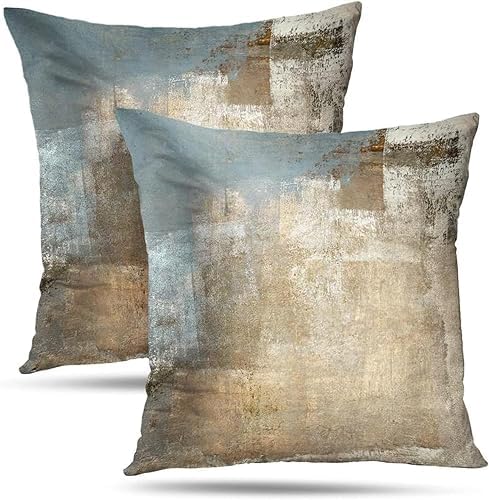 Throw Pillow Covers for Couch, 20x20 Inch, Set of 2, Beige Grey