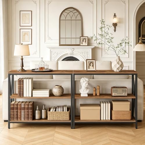 MAHANCRIS 31.5" Sofa Table, Industrial Console Table, 3-Tier Entryway Table