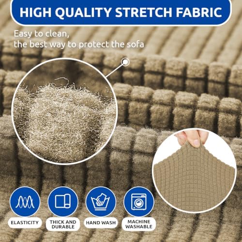 KEKUOU Stretch Chair Sofa Slipcover, Single Couch Cover,Tan