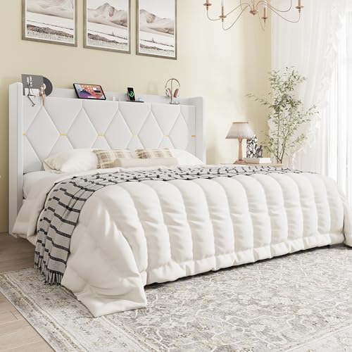 SHA CERLIN King Size Bed Frame with Storage Headboard & Charging Station