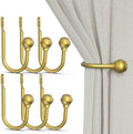 Hion Curtain Holdbacks Gold 6pcs, Curtain Tiebacks Wall Mounted Hooks