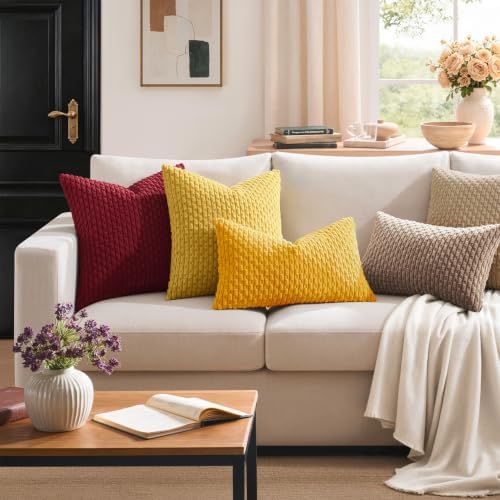 Kevin Textile Soft Corduroy 20x20 Inch Pillow Covers 2 Pack, Tan