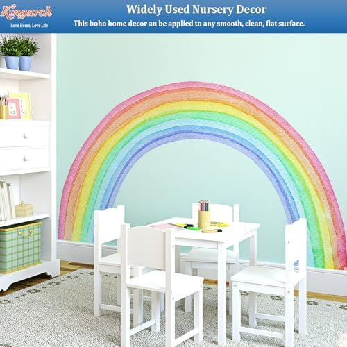 Large Watercolor Rainbow Wall Decals, Colorful Peel and Stick Vinyl Nursery Wall Decor, Removable Home Room Wall Decor Murals Stickers for Kids Girls Toddler Bedroom Living Room Playroom