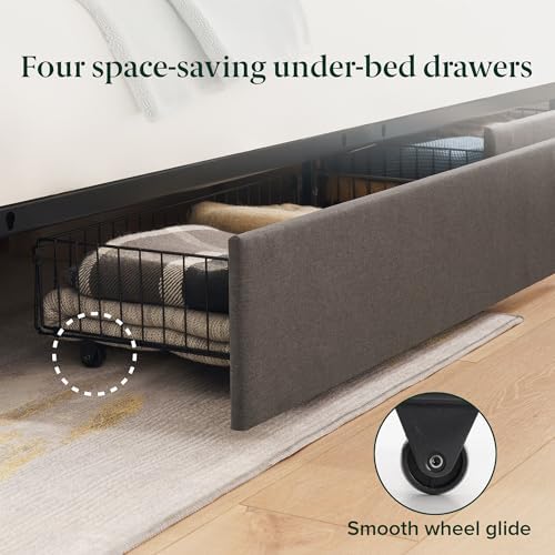 Zinus Billie Platform Bed Frame, Four Underbed Storage Drawers, Full