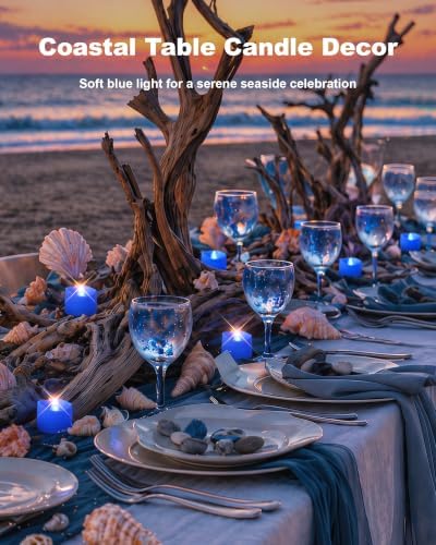 Homemory 24-Pack Blue Flameless Battery Tea Light Candles, 200+ Hours