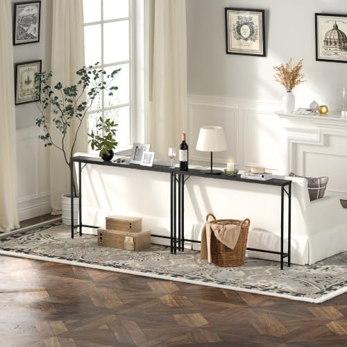 47.2" Console Table, Narrow Entryway Table, Skinny Sofa Table, Behind CouchTable, Long Skinny Table, DisplayTable for Entryway, Living Room, Foyer, Corridor, Office, Black