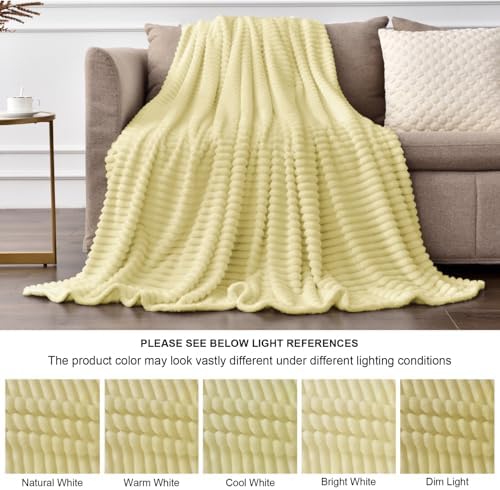 BEDELITE Transparent Yellow Fleece Throw Blanket for Couch, 50x60 Inch