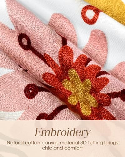 Canvas Embroidered Narrow 13"x 48" Table Runner, Colorful Flower