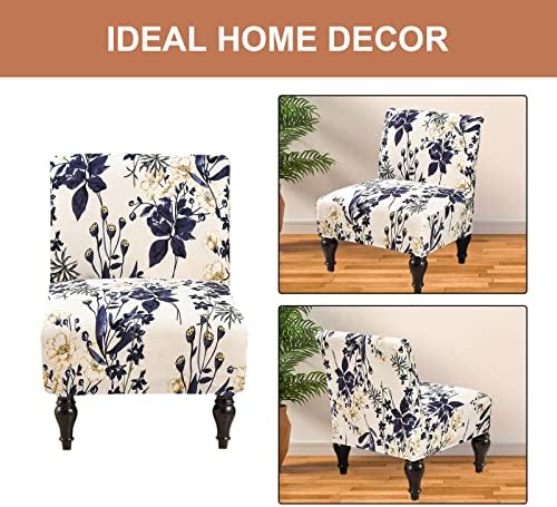 Eco-Ancheng Armless Chair Slipcover Removable Armless Accent Chairs Covers Washable Armless Slipper Chair Slipcover Printed Armless Chair Furniture Protector Covers for Living Dining Room Hotel