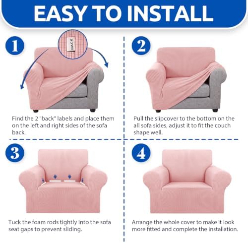 KEKUOU Stretch Chair Sofa Slipcover, Single Couch Cover,Dusty Pink