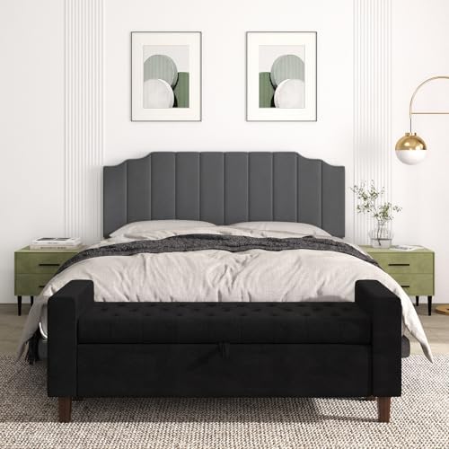 Befurtori King Size Headboard Only, Velvet Wall Mount Headboard, Dark Gray