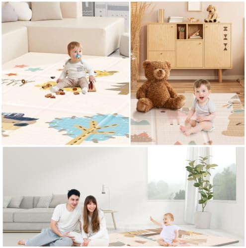 XVISHX Baby Play Mat, 50 x 50 Inch Play Mat Perfect for 50 x 50 Inch Use Baby Playpen, Foldable Baby Foam Playmat for Floor, Portable Waterproof Activity PlayMats for Babies, Infants and Toddlers