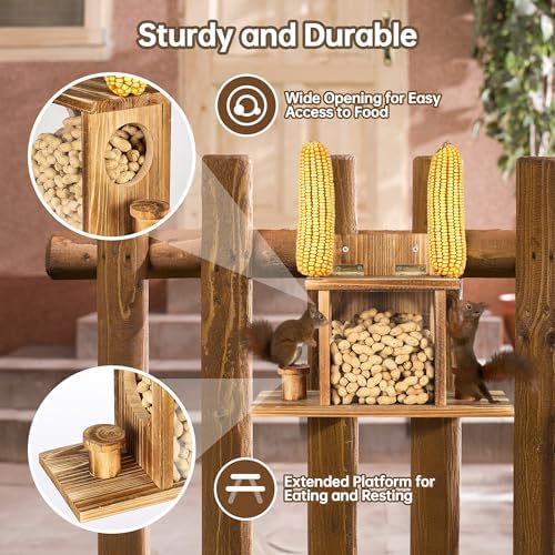 UUMENHA Carbonized Squirrel Feeders for Outside, Funny Chipmunk Feeder