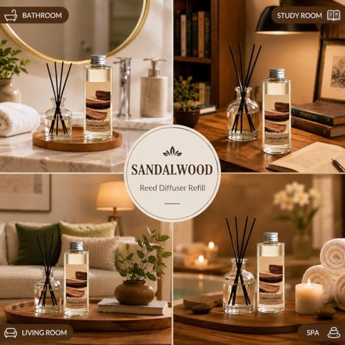 STRN Reed Diffuser Oil Refill, Sandalwood Scented Diffuser 6.8 Fl Oz