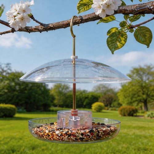 8" Mini Plastic Rain Cover for Bird Feeder, Clear Weather Guard Baffle Dome