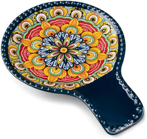vancasso 7.7 Inch Ceramic Spoon Rest, Bohemian Stove Top, Blue