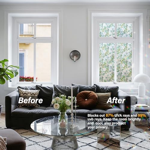 Ranzdn Window Privacy Film, Stained Glass Static Cling, 23.6" x 157.4"