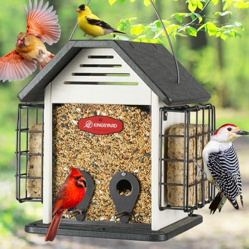 Kingsyard Large Recycled Poly Lumber Bird Feeder for Outdoor Hanging