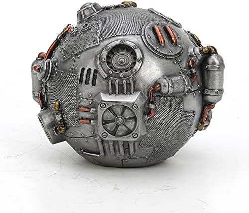Veronese Design 3 3/8 Inch Tall Steampunk Orb from Outer Space Alien Collectible Cold Cast Pewter Finish Resin Sculpture