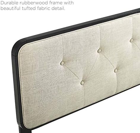 Modway MOD-6235-BLK-BEI Collins Tufted King Fabric and Wood Headboard, Black Beige