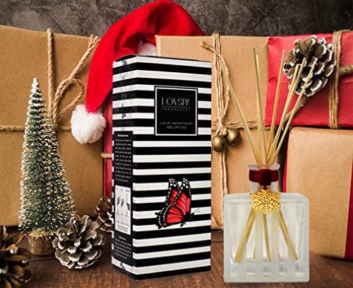 Reed Diffuser Set, Holiday Scented Oil Diffuser with Sticks, Home Fragrance Accessories for Bathroom Shelf Decor, Aroma Diffusers for Home or Office Desk, USA Made