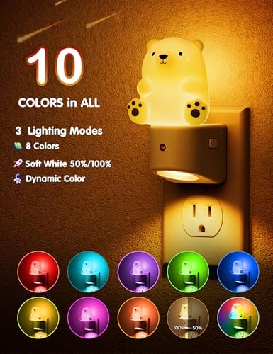 L LOHAS LED Night Light for Kids, 3D Bear Night Light Plug in
