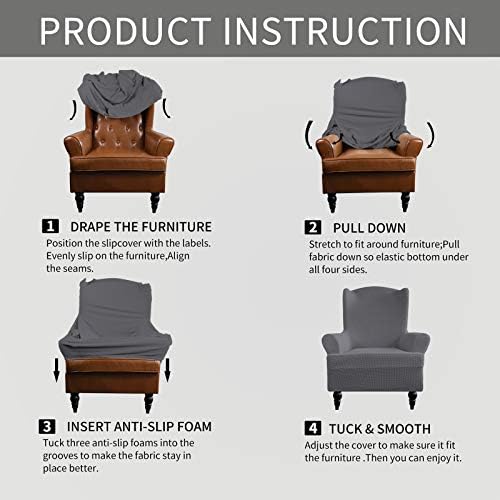 Easy-Going Stretch Wingback Chair Sofa Slipcover Gray