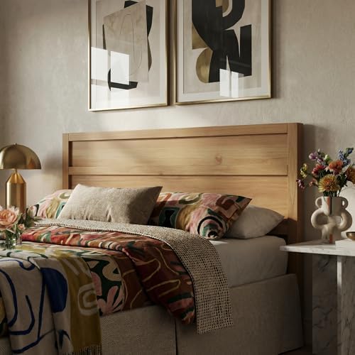 ComfIQ Serene Wood Panel Headboard with Clean-Line Design, King, Pine