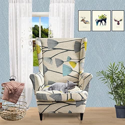 Wing Chair Slipcover, 2-Piece Printed Wingback Chair Cover