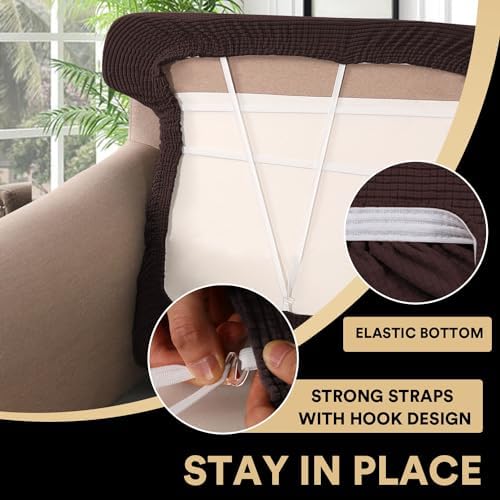 PrinceDeco Stretch T Cushion Sofa Slipcovers 3 Piece,Pets Friendly,Brown