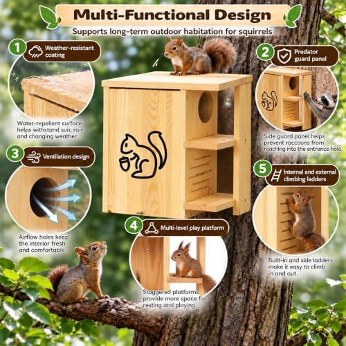 Widened Large Wooden Squirrel House Outdoor