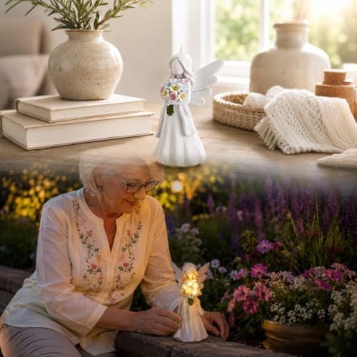 Goodeco Solar Angel Statue with Bouquet LED Light Garden Decor