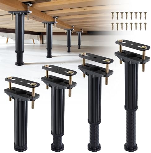 YHK 4PCS Adjustable Height Bed Support Legs 7.8-13.0inch, Heavy Duty Bed Frame Support Legs for Bed Slat and Frame, Plastic Bed Frame Support Replacement Bed Support Reinforcement Parts