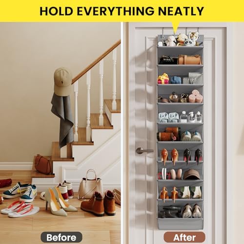 Mefirt XXL Clear Over the Door Shoe Organizer for Closet Fit 30 Pairs ﻿
