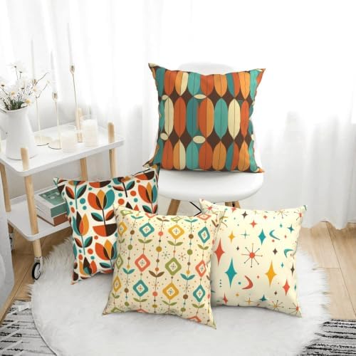 Mid Century Morden Decorative Throw Pillow Covers 18x18 Inch Set of 4