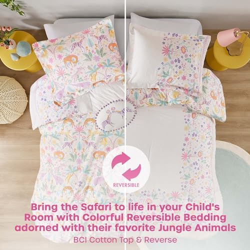 Intelligent Design Kids Cotton Animal Purple Queen Duvet Cover Set, 4pc